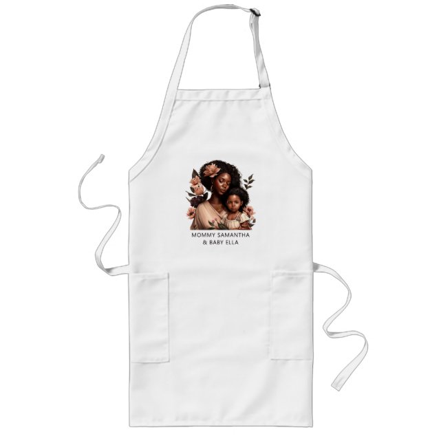 Personalised Black Mum and Daughter (21) Long Apron (Front)