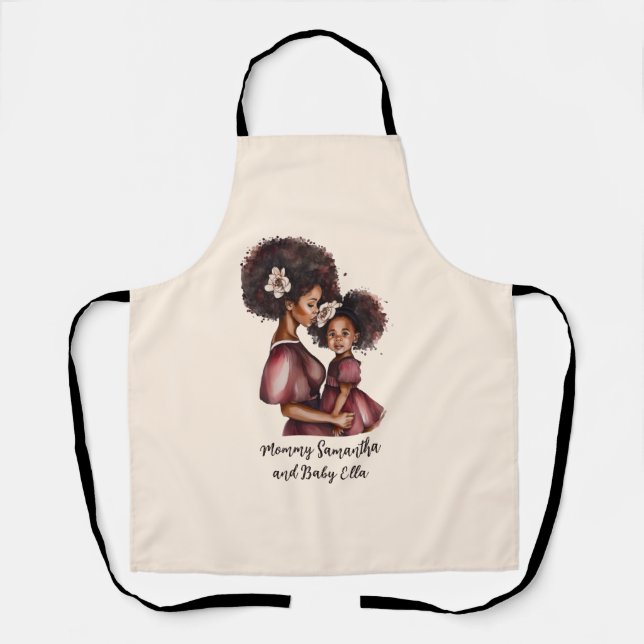 Personalised Black Mum and Daughter (2) Apron (Front)