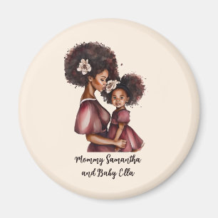 Personalised Black Mum and Daughter (2) Magnet