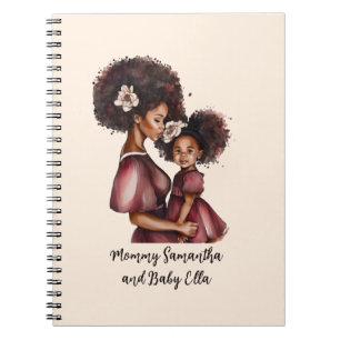 Personalised Black Mum and Daughter (2) Notebook