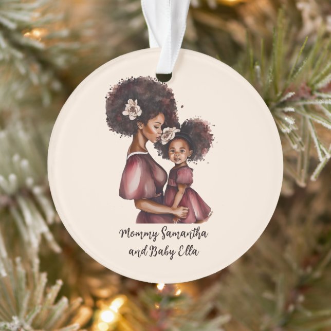Personalised Black Mum and Daughter (2) Ornament (Tree)