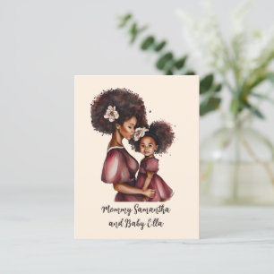Personalised Black Mum and Daughter (2) Postcard