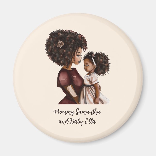 Personalised Black Mum and Daughter (3) Magnet (Front)