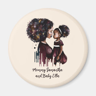 Personalised Black Mum and Daughter (4) Magnet