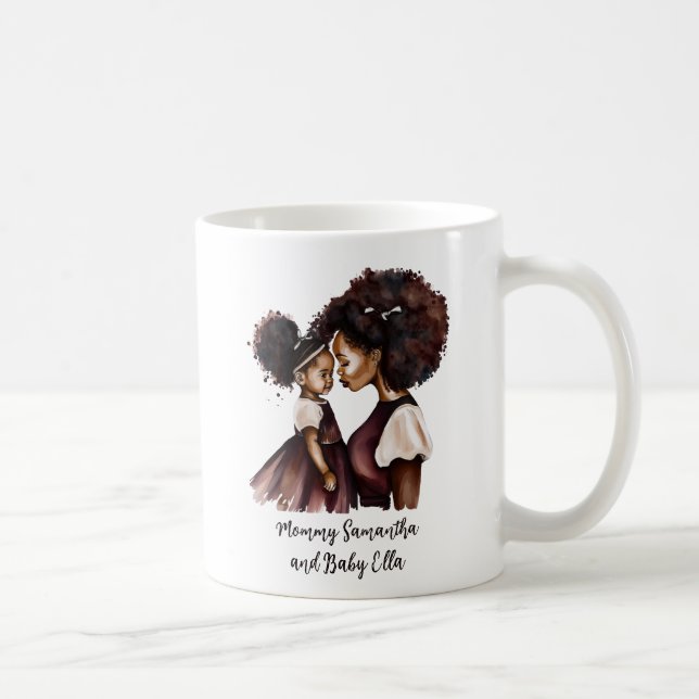 Personalised Black Mum and Daughter (5) Coffee Mug (Right)