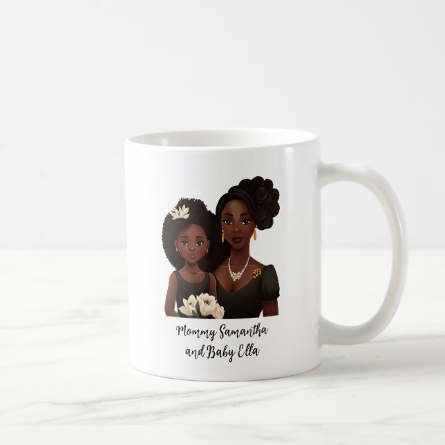 Personalised Black Mum and Daughter (6) Coffee Mug (Right)