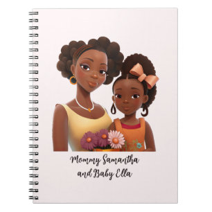 Personalised Black Mum and Daughter (7) Notebook