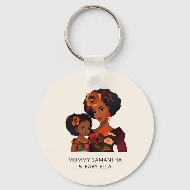 Personalised Black Mum and Daughter (9) Key Ring (Front)