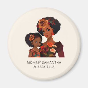 Personalised Black Mum and Daughter (9) Magnet