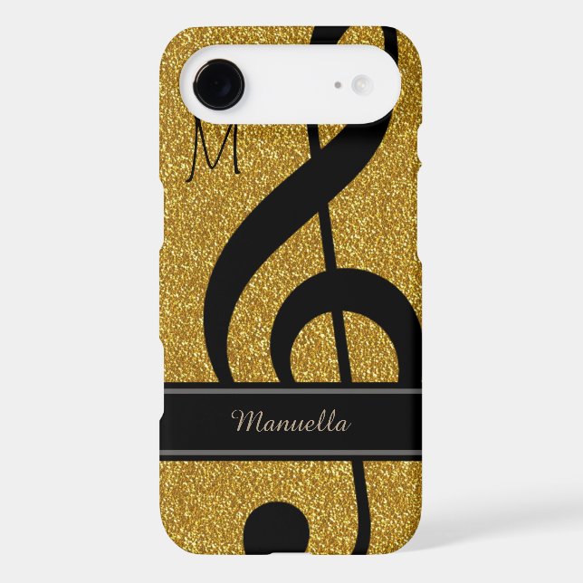 personalised black musical note on golden Case-Mate iPhone case (Back)