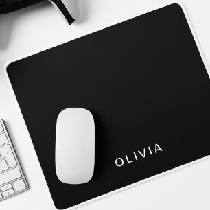 Personalised Black & Name Monogram   Elegant  Mouse Pad