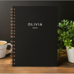 Personalised Black & Name Monogram | Elegant  Notebook<br><div class="desc">Add a touch of sophistication to your personal or professional style with this elegant personalised design. Featuring a timeless black background with a customisable monogram and name, this design is perfect for a range of products—from accessories to home décor. Whether you're creating a sleek mug, notebook, yoga mat, or towel,...</div>