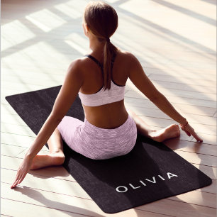 Personalised Black & Name Monogram   Elegant  Yoga Mat