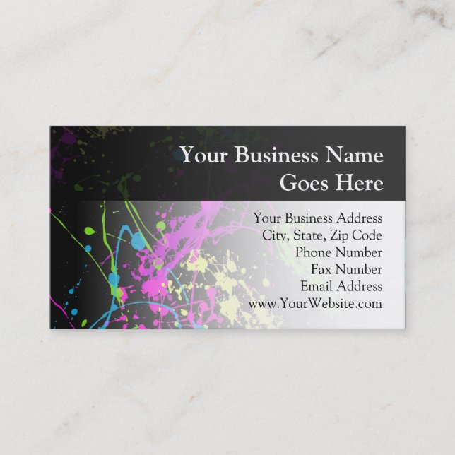 Personalised Black/Neon Splatter Business Card (Front)