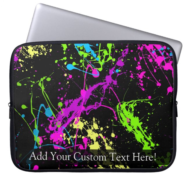 Personalised Black/Neon Splatter Laptop Sleeve (Front)