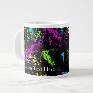 Personalised Black/Neon Splatter Large Coffee Mug