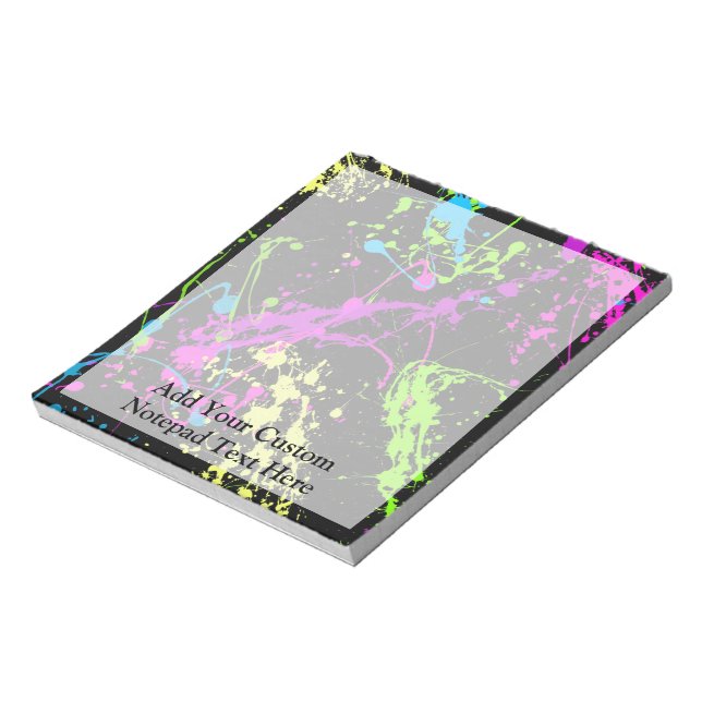 Personalised Black/Neon Splatter Notepad (Rotated)