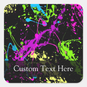 Personalised Black/Neon Splatter Square Sticker