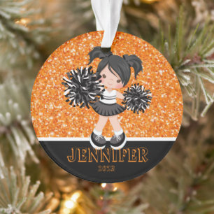 Personalised Black & Orange Cheerleading Ornament