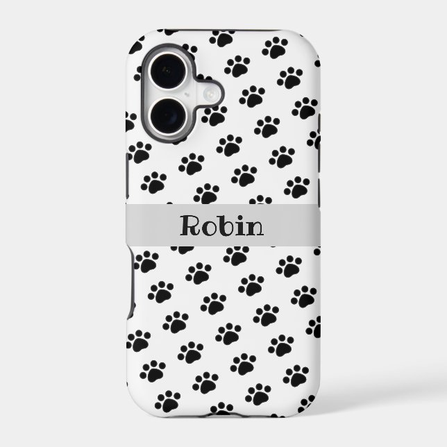 Personalised Black Paw Print Pattern (Back)