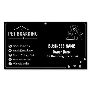 Personalised Black Pet Boarding Magnetic Business Card