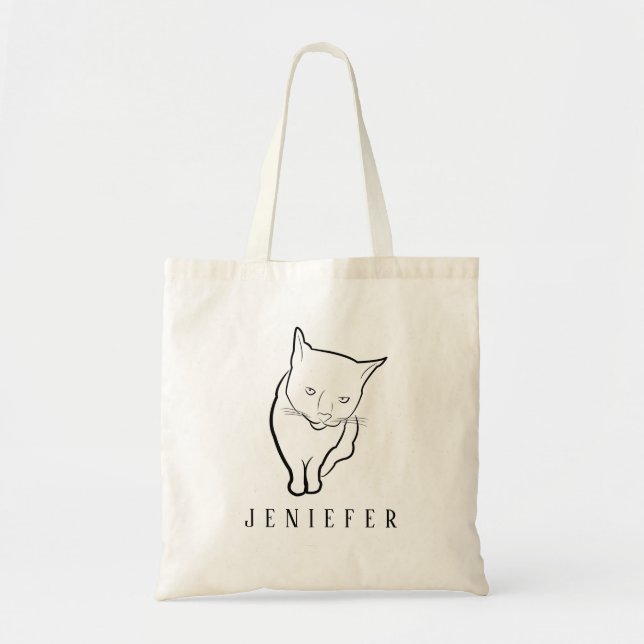 Personalised Black Pet Paw Custom Cute Cat Tote (Front)