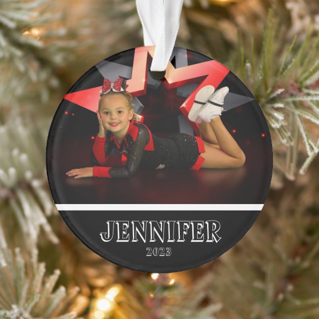 Personalised Black Photo Cheerleading Ornament  (Tree)