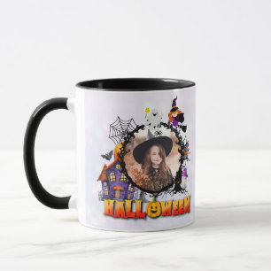 Personalised Black Photo Frame Halloween Night Mug