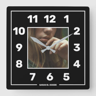Personalised Black Photo Square Wall Clock