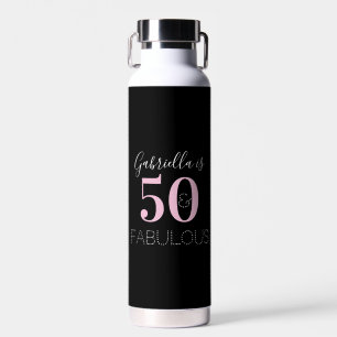 Personalised Black Pink 50th Birthday Party Favour Water Bottle