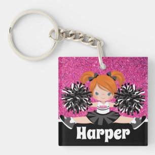 Personalised Black & Pink Cheerleading Keychain