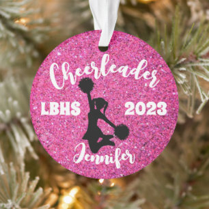 Personalised Black & Pink Cheerleading Ornament 