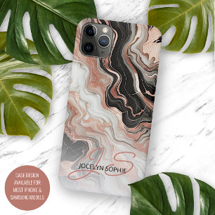 Personalised Black Pink Rose Gold Marble Art Case-Mate iPhone Case