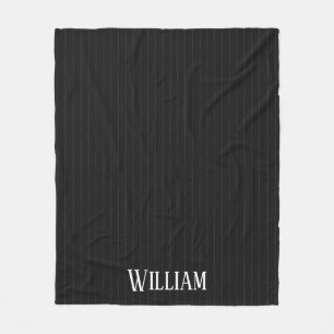Personalised black pinstripes fleece blanket