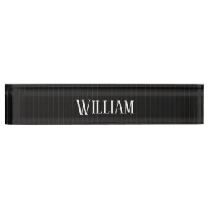 Personalised black pinstripes nameplate