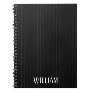 Personalised black pinstripes notebook
