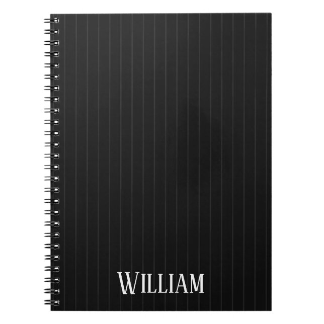Personalised black pinstripes notebook (Front)