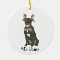Personalised Black Pitbull Staffy Antlers Bowtie