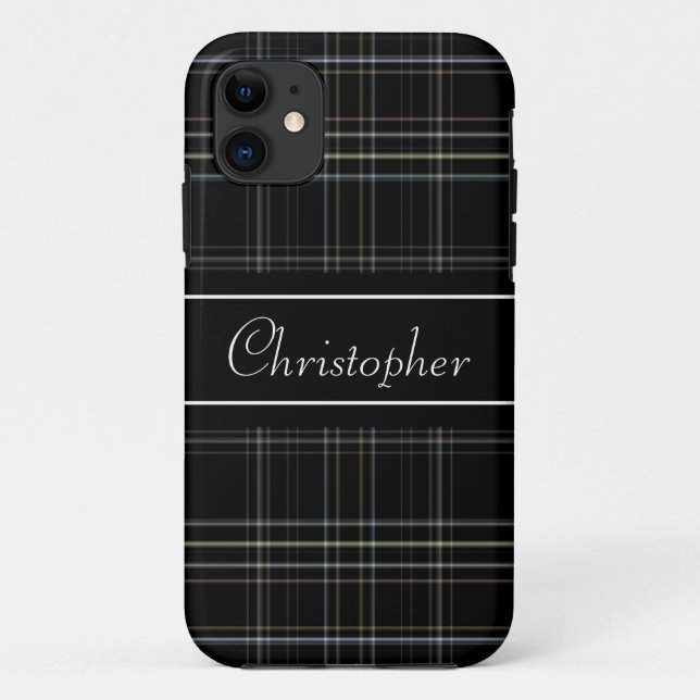 Personalised Black Plaid Case-Mate iPhone Case (Back)