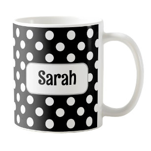 Personalised Black Polka Dot Mug