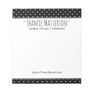 Personalised Black Polka Dot Notepad
