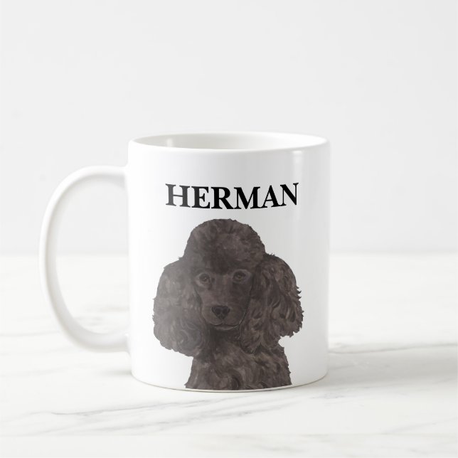 Personalised Black Poodle Coffee Mug (Left)
