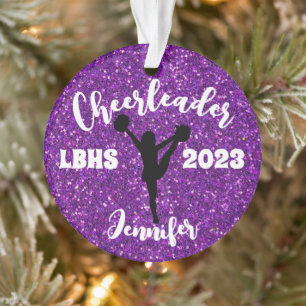 Personalised Black & Purple Cheerleading Ornament 