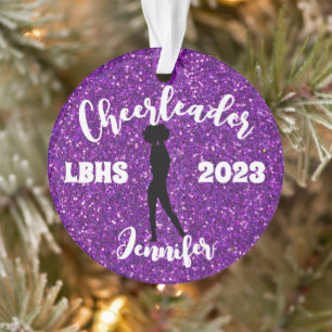 Personalised Black & Purple Cheerleading Ornament 