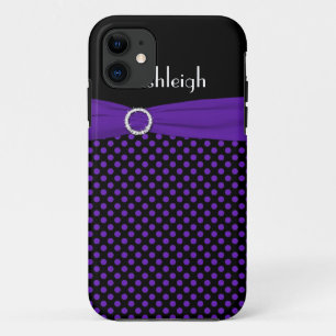 Personalised Black, Purple Polka Dot iPhone 5 Case