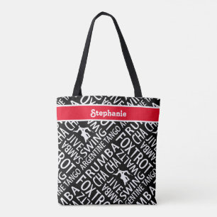 Personalised Black Red Ballroom Dancing Tote Bag