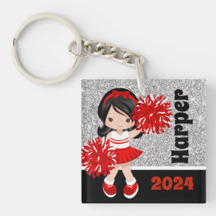 Personalised Black & Red Cheerleading Keychain