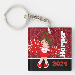Personalised Black & Red Cheerleading Keychain