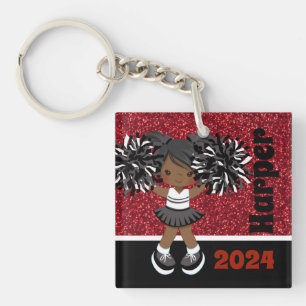 Personalised Black & Red Cheerleading Keychain