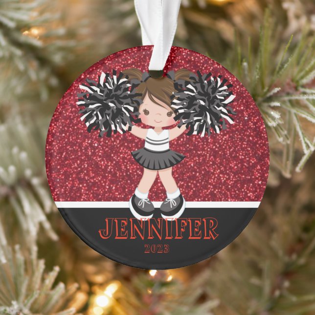 Personalised Black & Red Cheerleading Ornament  (Tree)